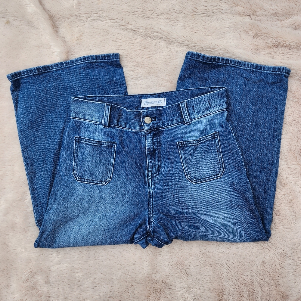 Madewell High Waisted Cropped Wide Leg Jeans Size 27 Medium Wash